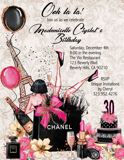 chanel party favor bags|Chanel party invitations.